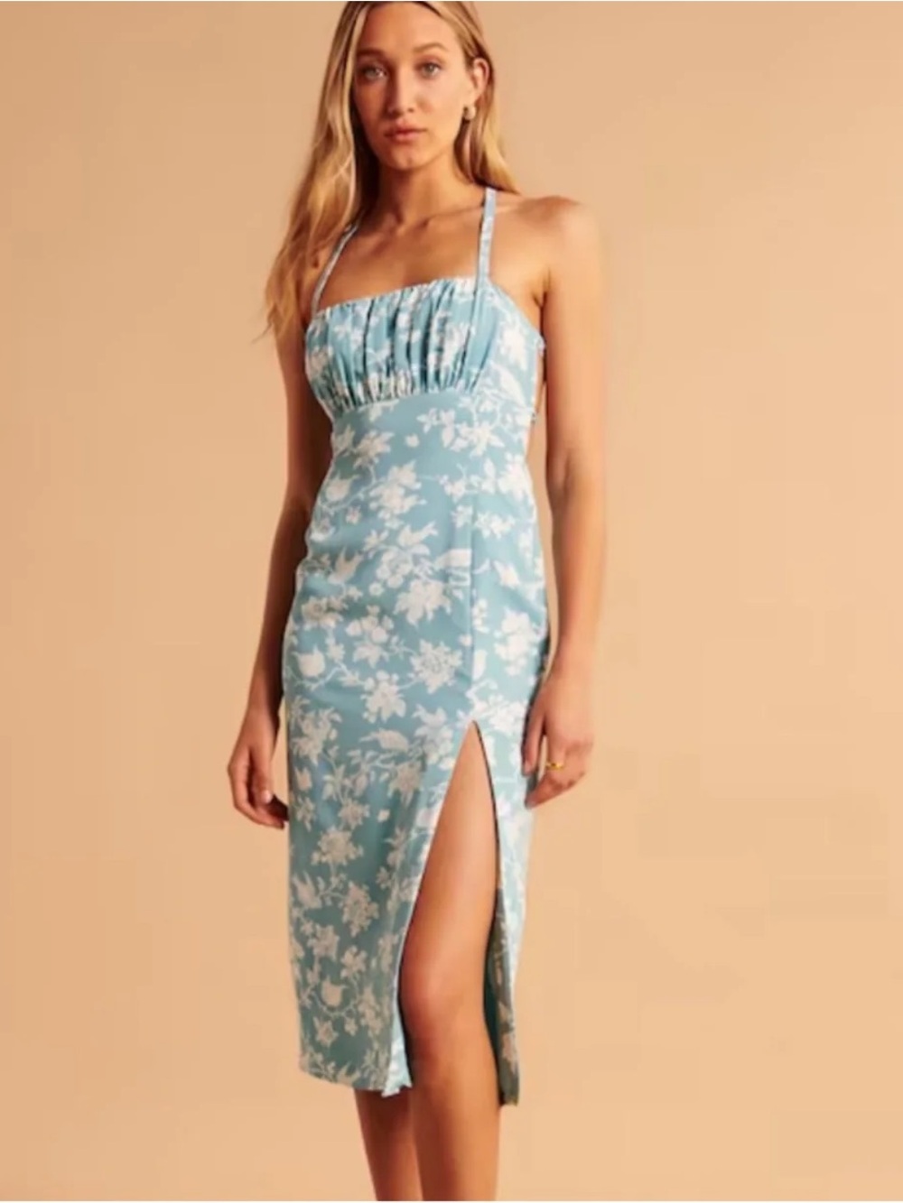 Abercrombie & Fitch Aqua Floral Midi Dress